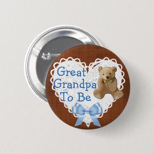Grote opa om bruin blauw Baby shower Button te zij (Voorkant /achterkant)