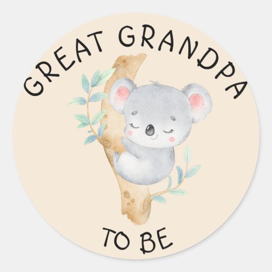 Grote opa om te worden | Koala-Baby shower Ronde Sticker (Voorkant)
