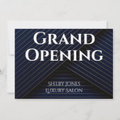 Grote opening Elegant Navy Blue Gold Business Aankondiging (Voorkant)