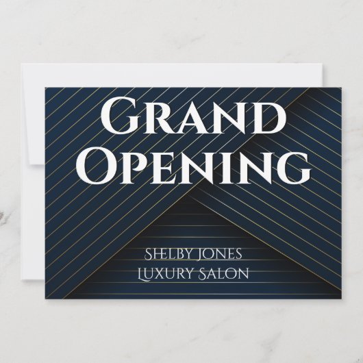 Grote opening Elegant Navy Blue Gold Business Aankondiging (Voorkant)