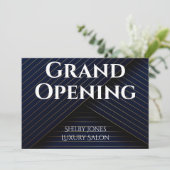 Grote opening Elegant Navy Blue Gold Business Aankondiging (Staand voorkant)