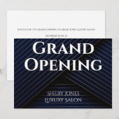 Grote opening Elegant Navy Blue Gold Business Aankondiging (Voorkant / Achterkant)