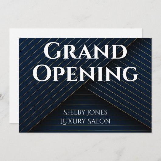 Grote opening Elegant Navy Blue Gold Business Aankondiging (Voorkant / Achterkant)