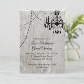 Grote opening hout Restaurant met Chandelier Kaart (Staand voorkant)