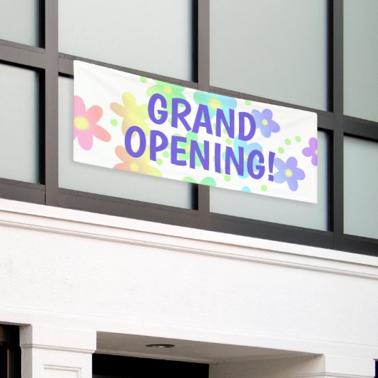 GROTE OPENING! Pastel Rainbow Flowers Banner (Buitenkant Gebouw)