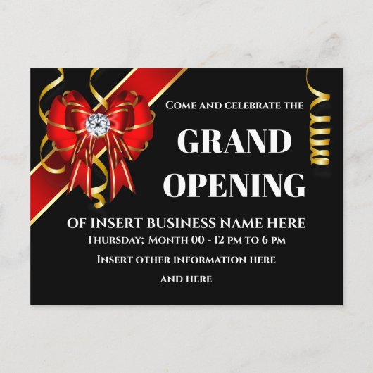 Grote opening rode gouden boog aankondigingskaart (Voorkant)