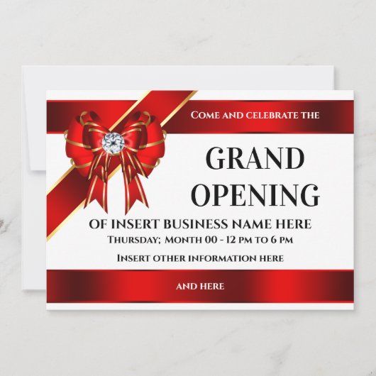 Grote opening rode lbon bow DIY bedrijf Save The Date (Voorkant)