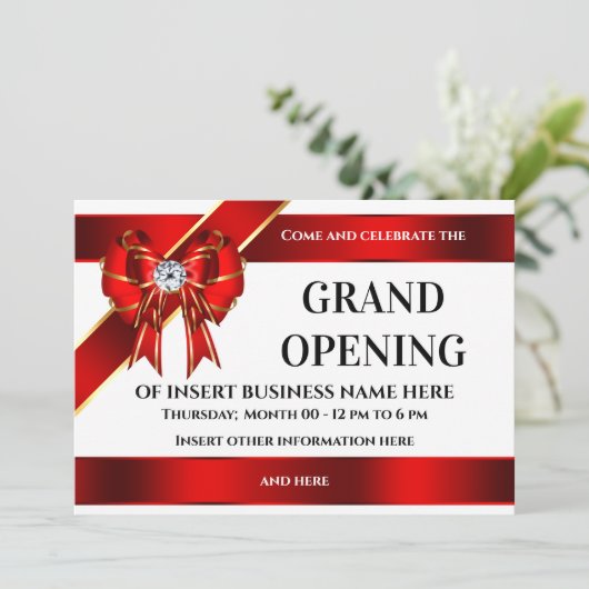 Grote opening rode lbon bow DIY bedrijf Save The Date (Staand voorkant)