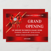Grote opening rode lint business start elegant save the date (Voorkant / Achterkant)