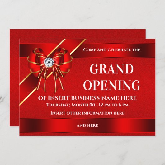 Grote opening rode lint business start elegant save the date (Voorkant / Achterkant)