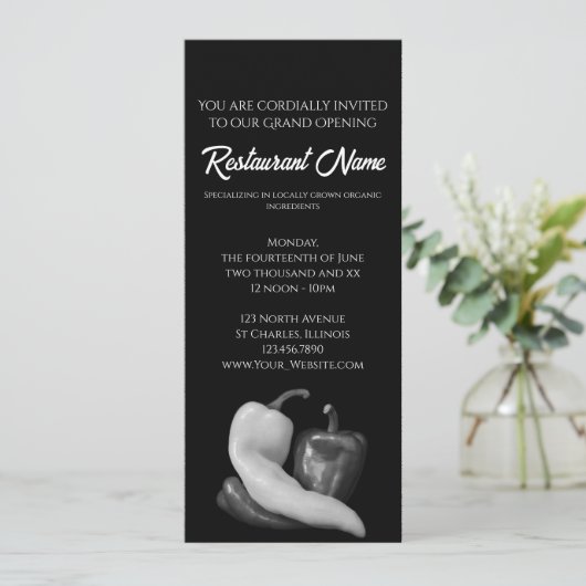 Grote opening van het restaurant van Black and Whi Kaart (Staand voorkant)