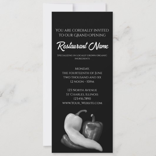 Grote opening van het restaurant van Black and Whi Kaart (Voorkant)