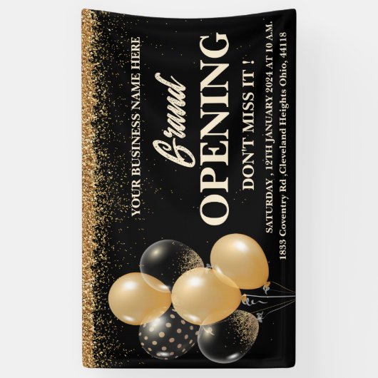 Grote opening voor zwarte en gouden ballonnen spandoek (Verticaal)