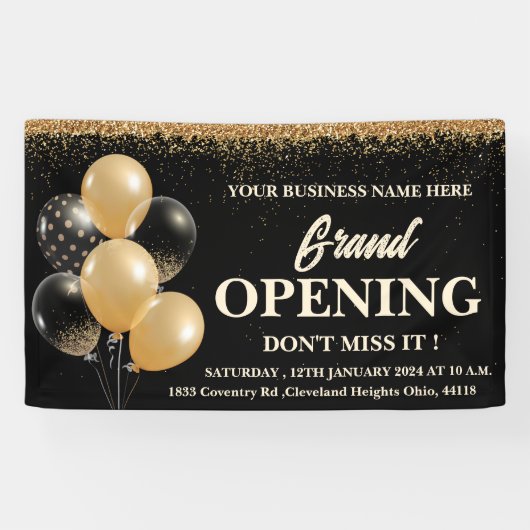 Grote opening voor zwarte en gouden ballonnen spandoek (Horizontaal)