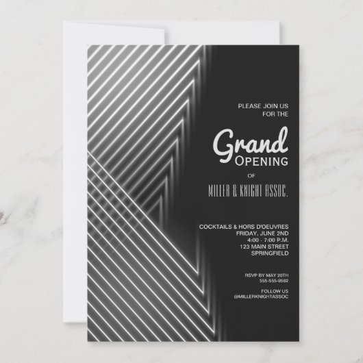 Grote opening Witte Neon Lichten Uitnodigingen (Voorkant)