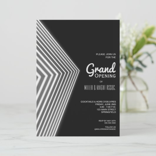 Grote opening Witte Neon Uitnodigingen (Staand voorkant)