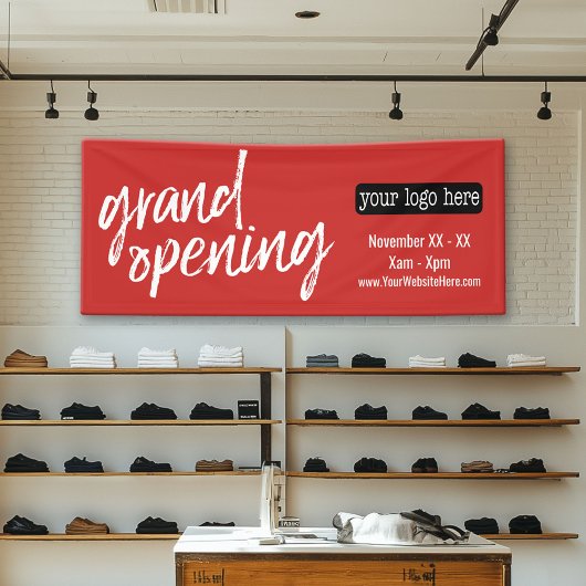 Grote openingsadvertentie - Logo en details toevoe Spandoek