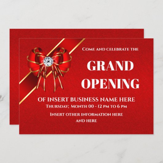 Grote openingsbusiness start rode lintboog save the date (Voorkant / Achterkant)