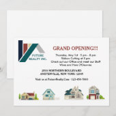 Grote openingsuitnodigingen voor Realty Kantoor Kaart (Voorkant / Achterkant)