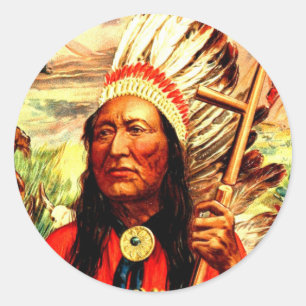 "Grote opperbevelhebber" Indische strijder- en vre Ronde Sticker