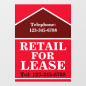 GROTE OPPERVLAKTE WINKELRUIMTE TE HUUR BORD REAL E RAAMSTICKER (Vel)