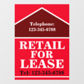 GROTE OPPERVLAKTE WINKELRUIMTE TE KOOP/TE HUUR BOR RAAMSTICKER (Vel)