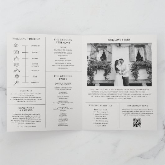 Grote opvouwbare bruiloft krant tijdlijn programma (Binnen)