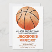 Grote Oranje Basketball Birthday-uitnodigingen Kaart (Voorkant)