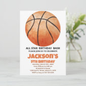 Grote Oranje Basketball Birthday-uitnodigingen Kaart (Staand voorkant)