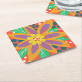 grote oranje bloem kartonnen onderzetters (Schuin)