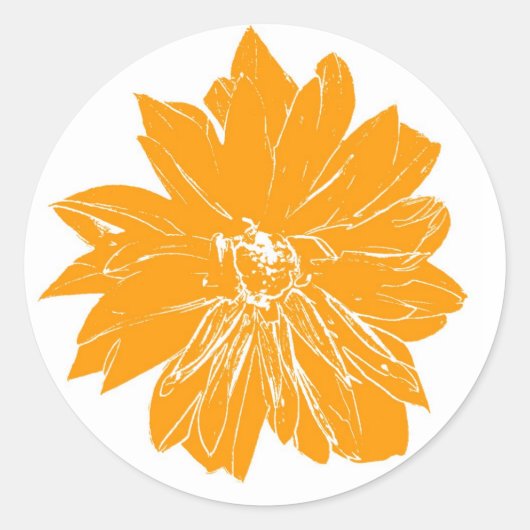 Grote oranje bloem ronde sticker (Voorkant)