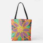 Grote oranje bloem tote bag (Achterkant)