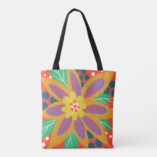 Grote oranje bloem tote bag (Achterkant)
