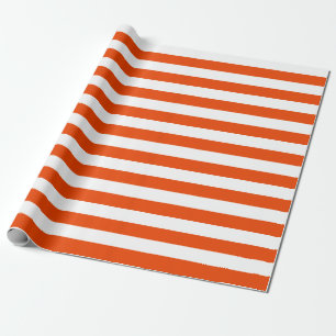 Grote Oranje en witte strepen Cadeaupapier