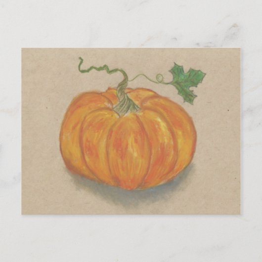 Grote Oranje pompoen stilleven olie pastel Briefkaart (Voorkant)