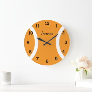 Grote oranje ronde tennisbal sporten wandklok
