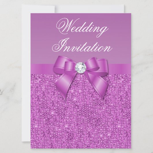 Grote orchidesequins Bow & Diamond Weddenschap Kaart (Voorkant)