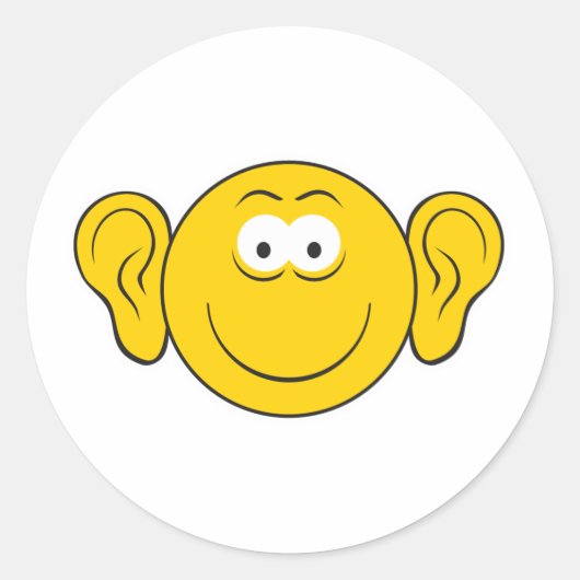 Grote Oren Gezicht Ronde Sticker (Voorkant)