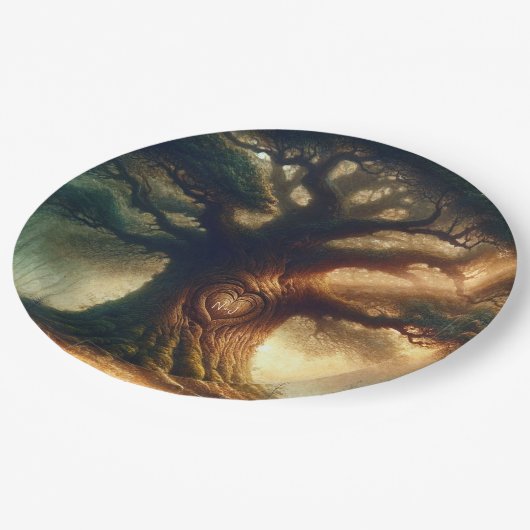 Grote Oude Eik Betoverd Landelijk Bos Bruiloft Papieren Bordje (Gekanteld)