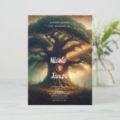 Grote oude eiken boom betoverde rustieke bos bruil kaart (Staand voorkant)