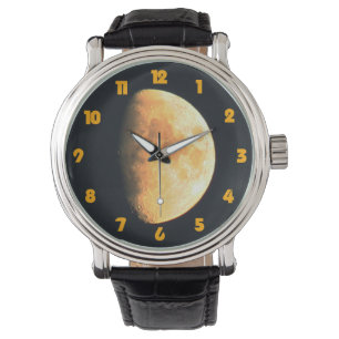 Grote oude maan vet Sinaasappel nummers wam Horloge