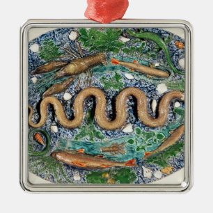 Grote ovale schaal in reliëf metalen ornament