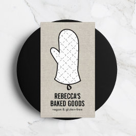 Grote Oven Mitt Logo op Faux Linnen voor Bakkerij, Visitekaartje