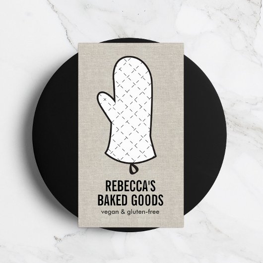 Grote Oven Mitt Logo op Faux Linnen voor Bakkerij, Visitekaartje
