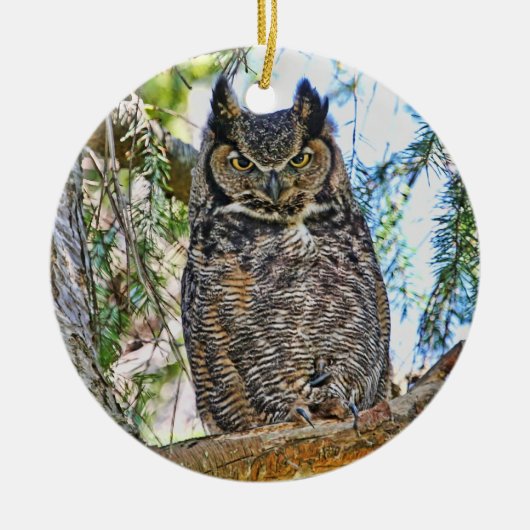 Grote paarden en kippen keramisch ornament (Voorkant)