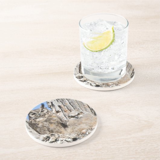 Grote paarden en konijnen zandsteen onderzetter (Zijkant)