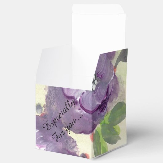 Grote paarse bloemengunst box bedankdoosjes (Geopend)