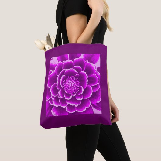 Grote Paarse dahlia bloem Tote Bag (Dichtbij)