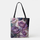 Grote Paarse en Gouden Rozen Tote Bag (Achterkant)