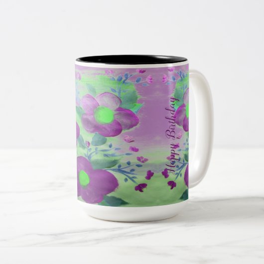 Grote Paarse en kalkgroene blote Mok (Voorkant rechts)